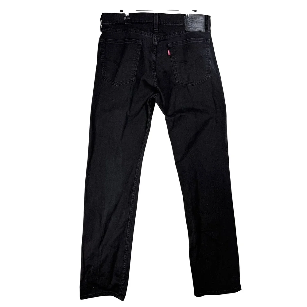 Levis 505 Regular Fit Jeans Mens 34x34 Black Straight Leg Stretch Denim Grunge
